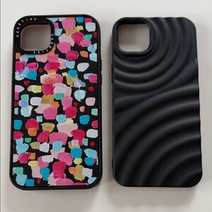 Casetify Colorful Abstract and Black Wave Phone Case Duo